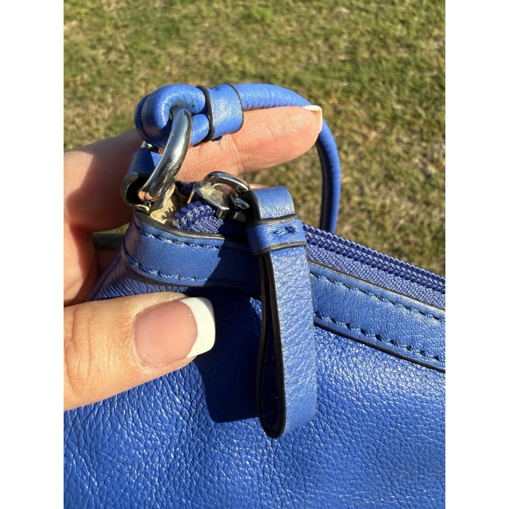 Calvin Klein Blue Pebbled Leather Crossbody Handbag Satchel Purse